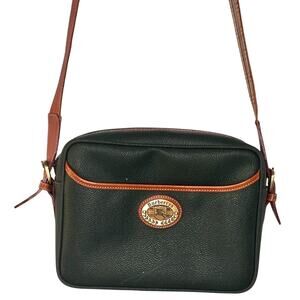 Vintage 1990s Burberrys Green Pebble Grain Leather Crossbody Bag Nova Check